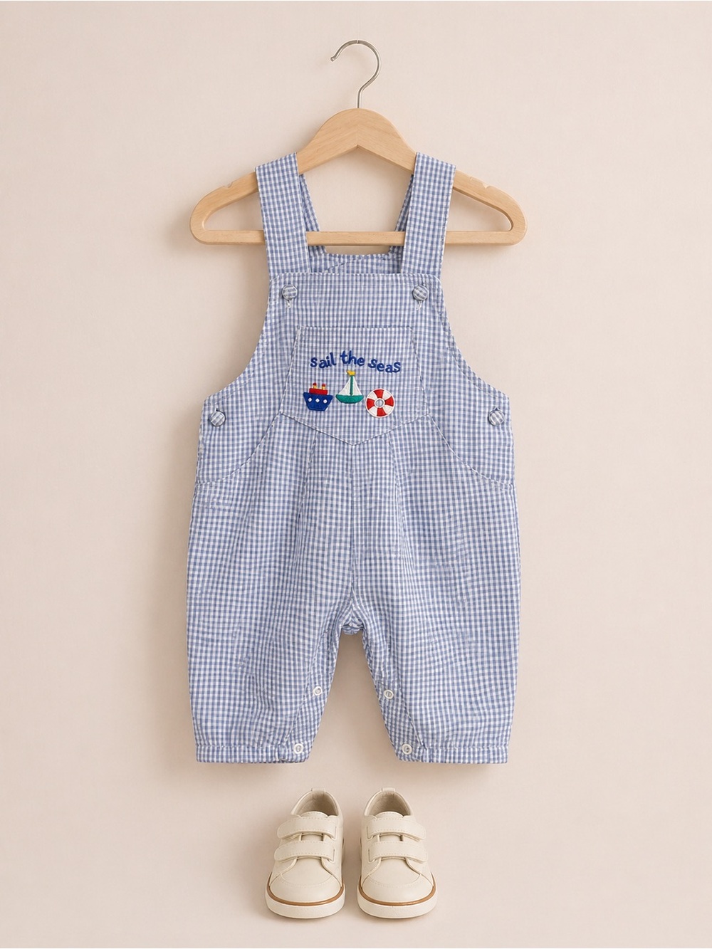Vintage Blue Gingham Sail the Seas Overalls